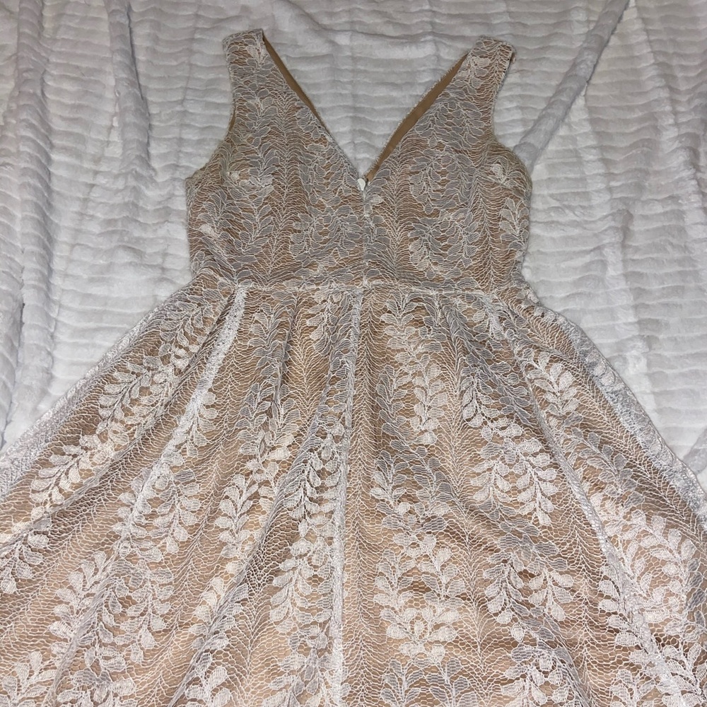 LULU’S nude lace skater dress